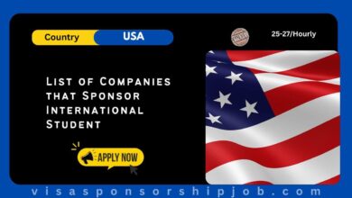 List of Companies that Sponsor International Student